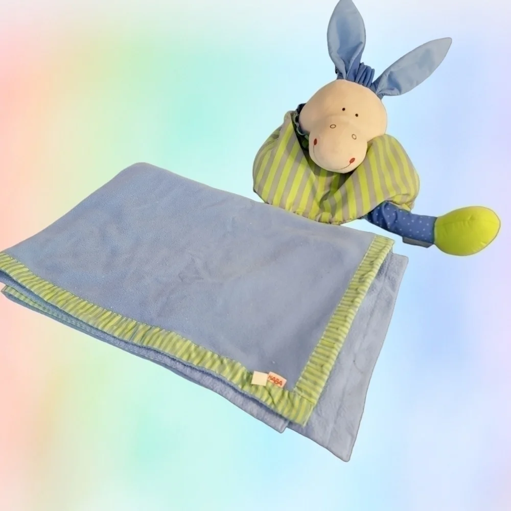 HABA Donkey Floppy Ears SECURITY BLANKET LOVEY Bag Plush